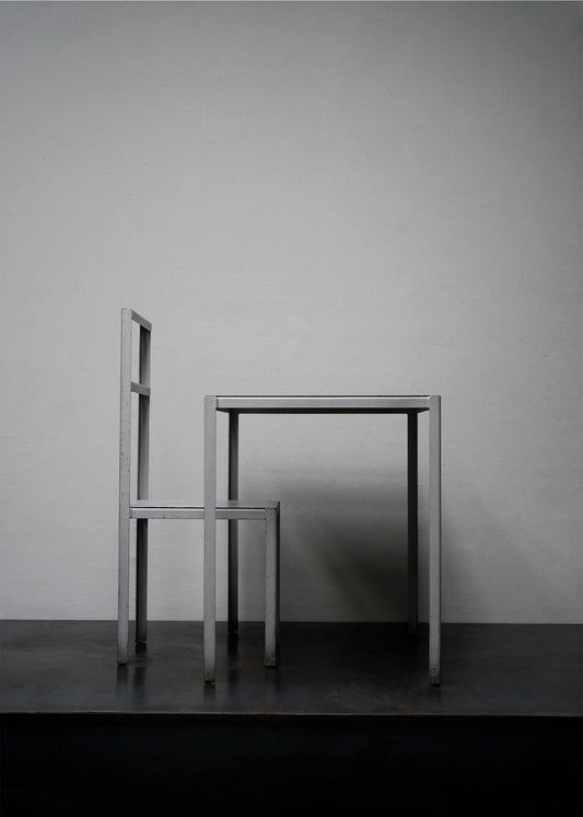 “THE HAMLET MACHINE” TABLE AND CHAIR SET by Robert Wilson