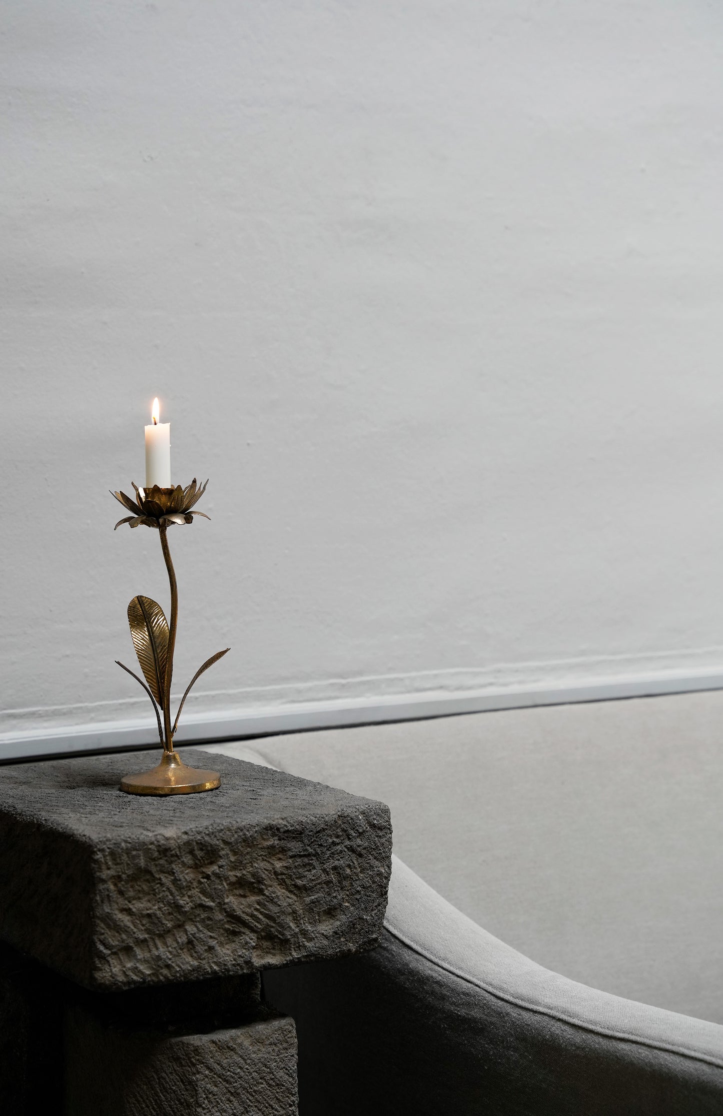 Brass Floral Candle Holder III