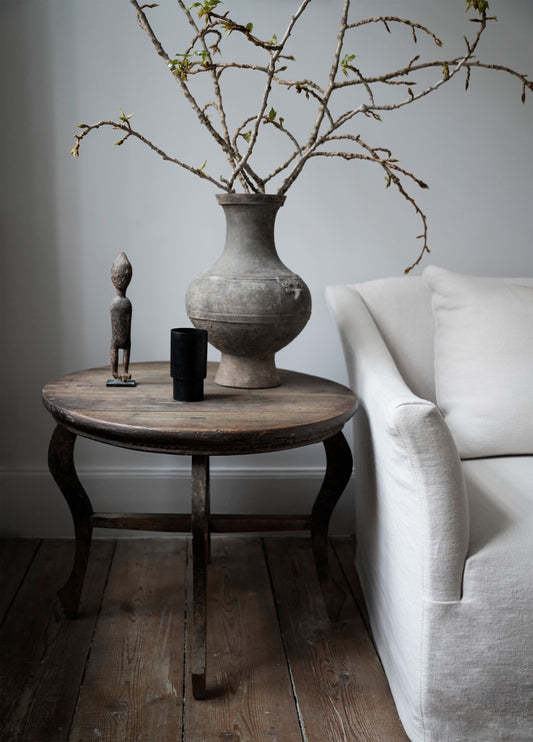 Round Asian wooden Side table