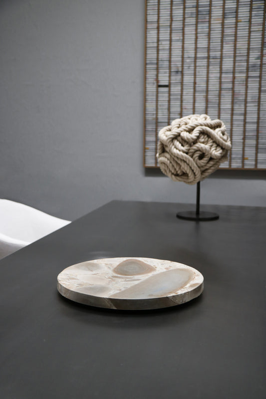 "SEGMENT 50 PLATE IN BRECCIA ADRIANA MARBLE" BY MICHAËL VERHEYDEN