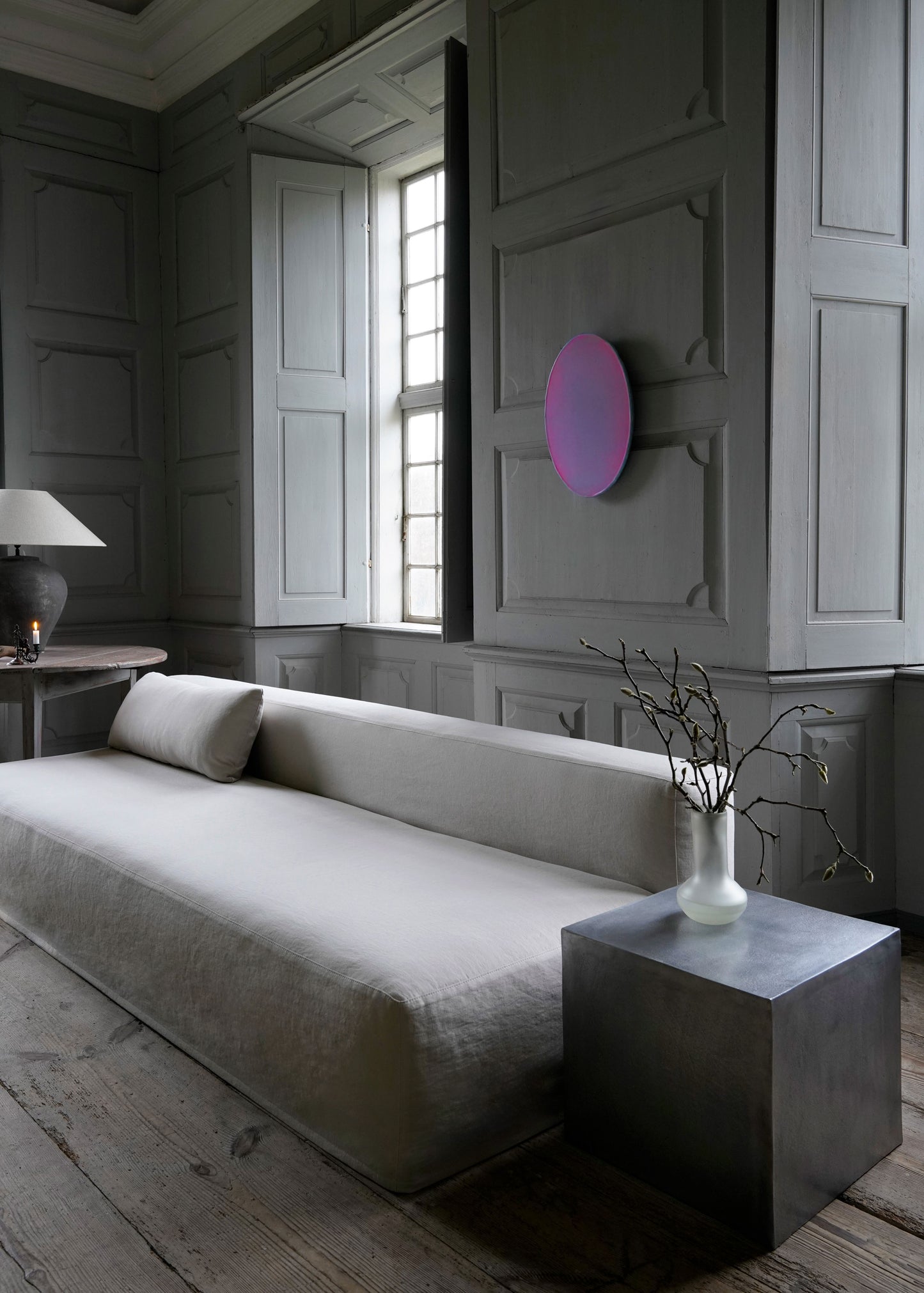 "ALUMINUM SIDE TABLE" BY OLIVER GUSTAV