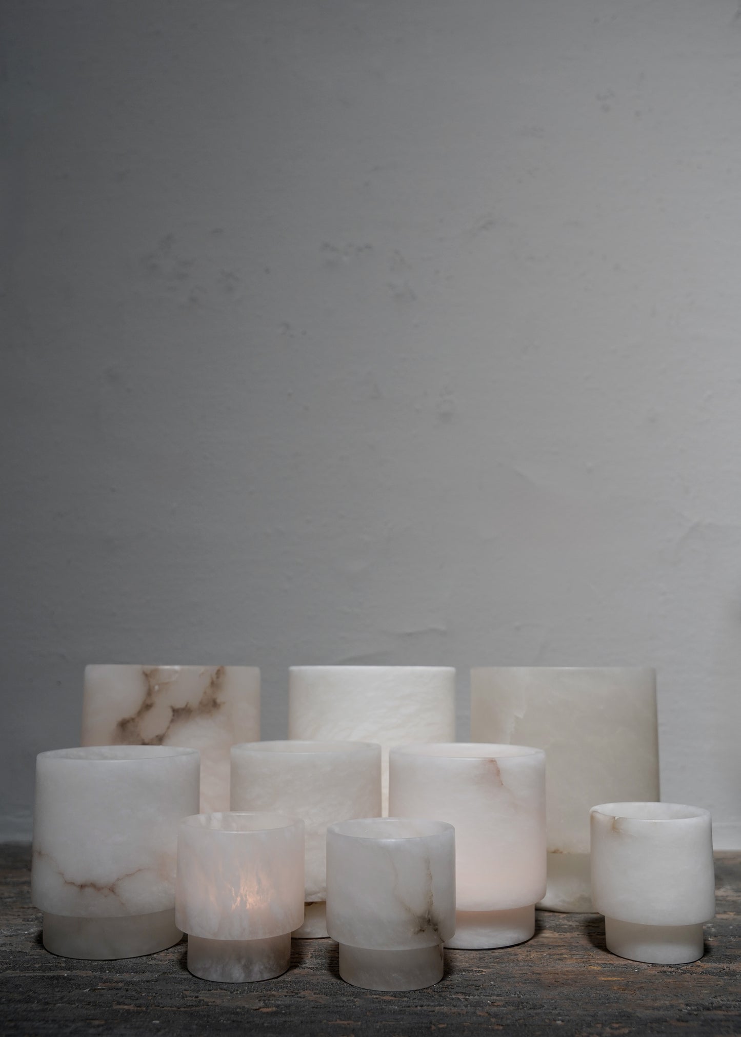 "Tea light Small in white alabaster #1" by Michaël Verheyden