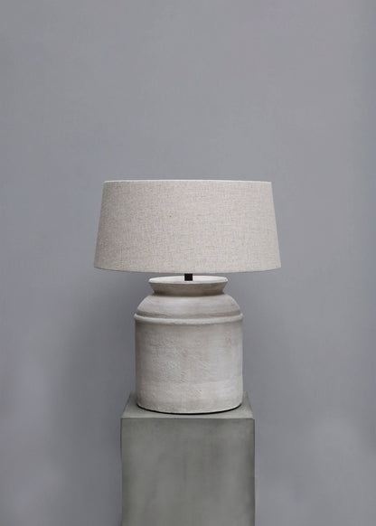 Beige Cylindrical Terracotta Lamp