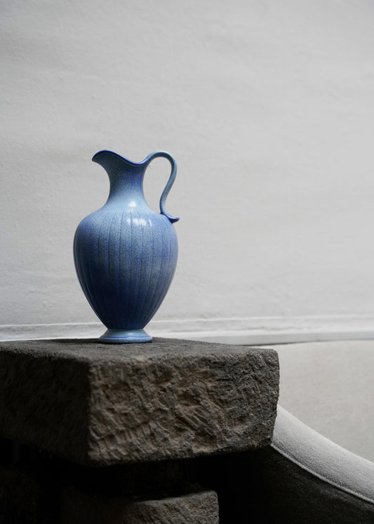 Blue Stoneware Pitcher by Gunnar Nylund