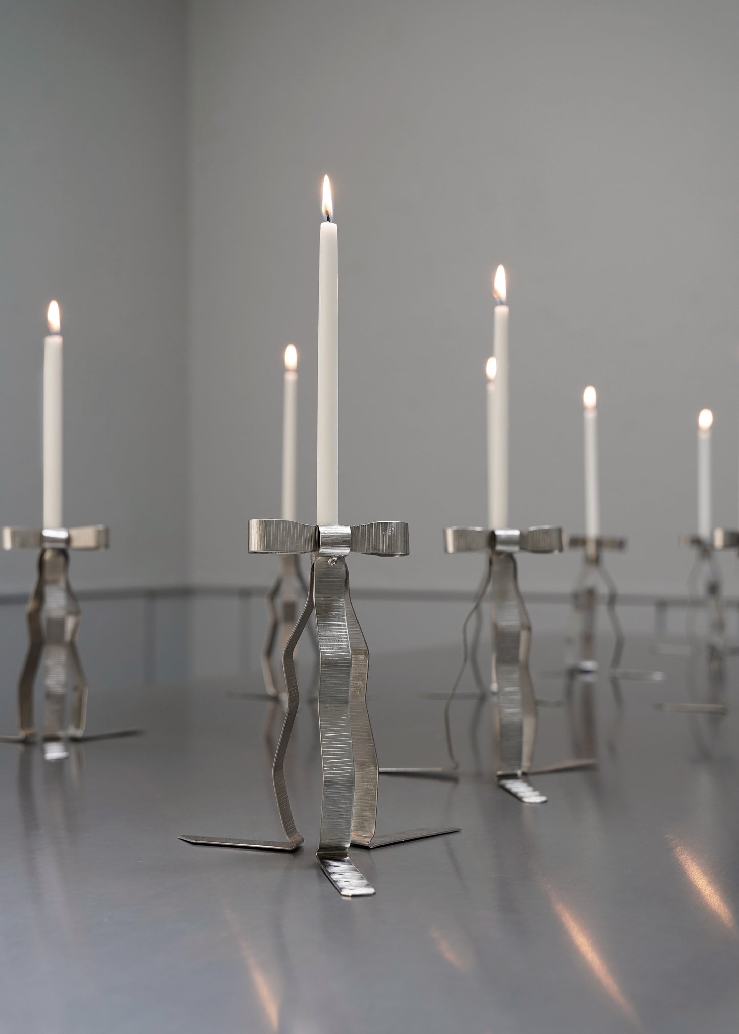 Bow Candle Holder - Silver Plated