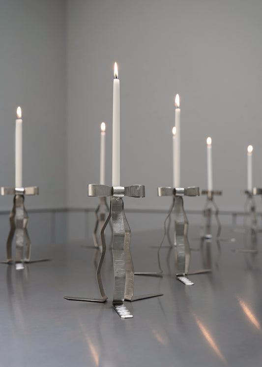 Bow Candle Holder - Silver Plated