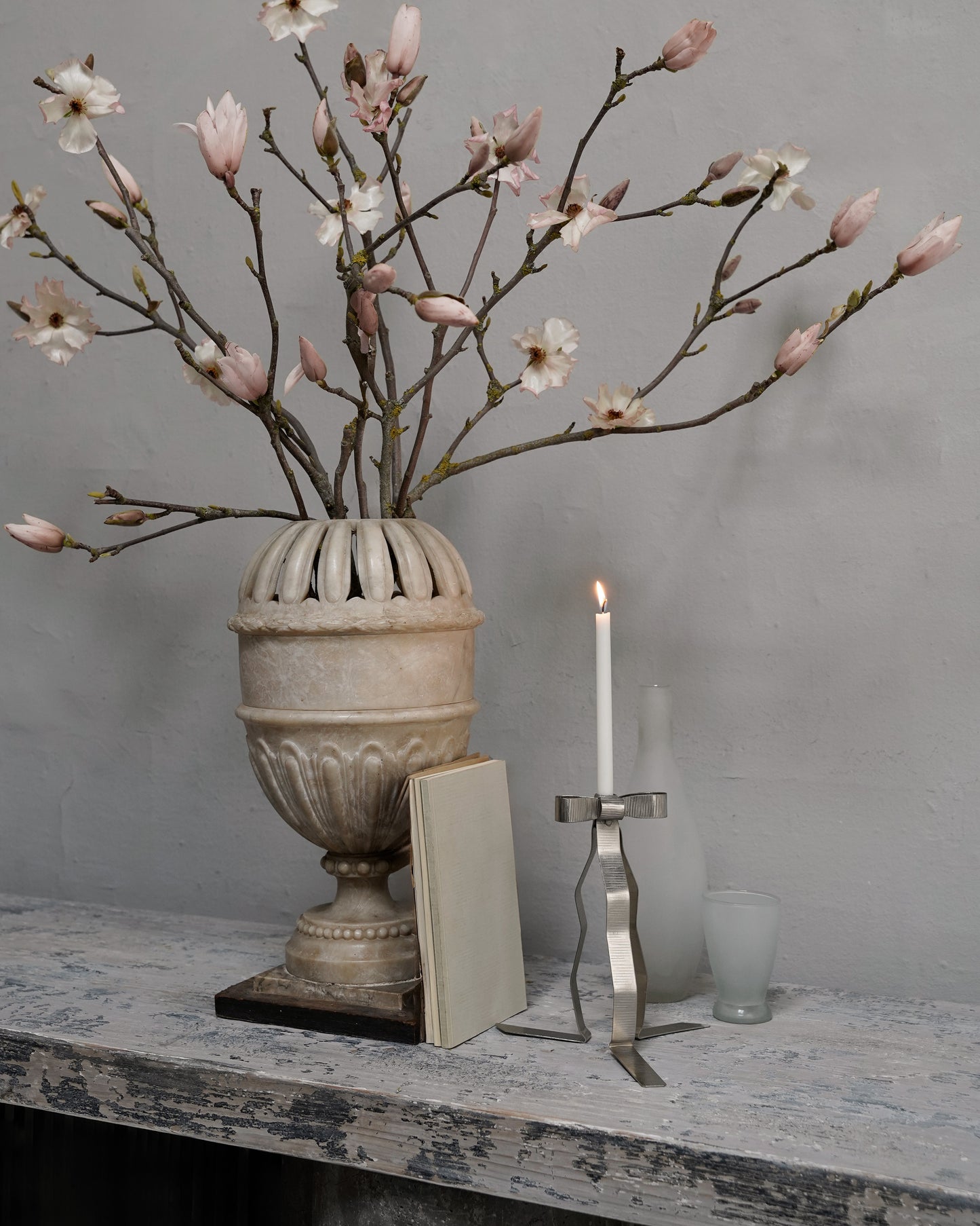 Bow Candle Holder - Silver Plated