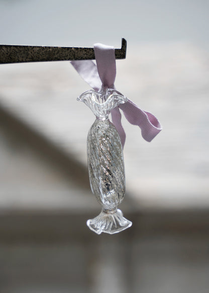 Candy ornament silver elongated - Large