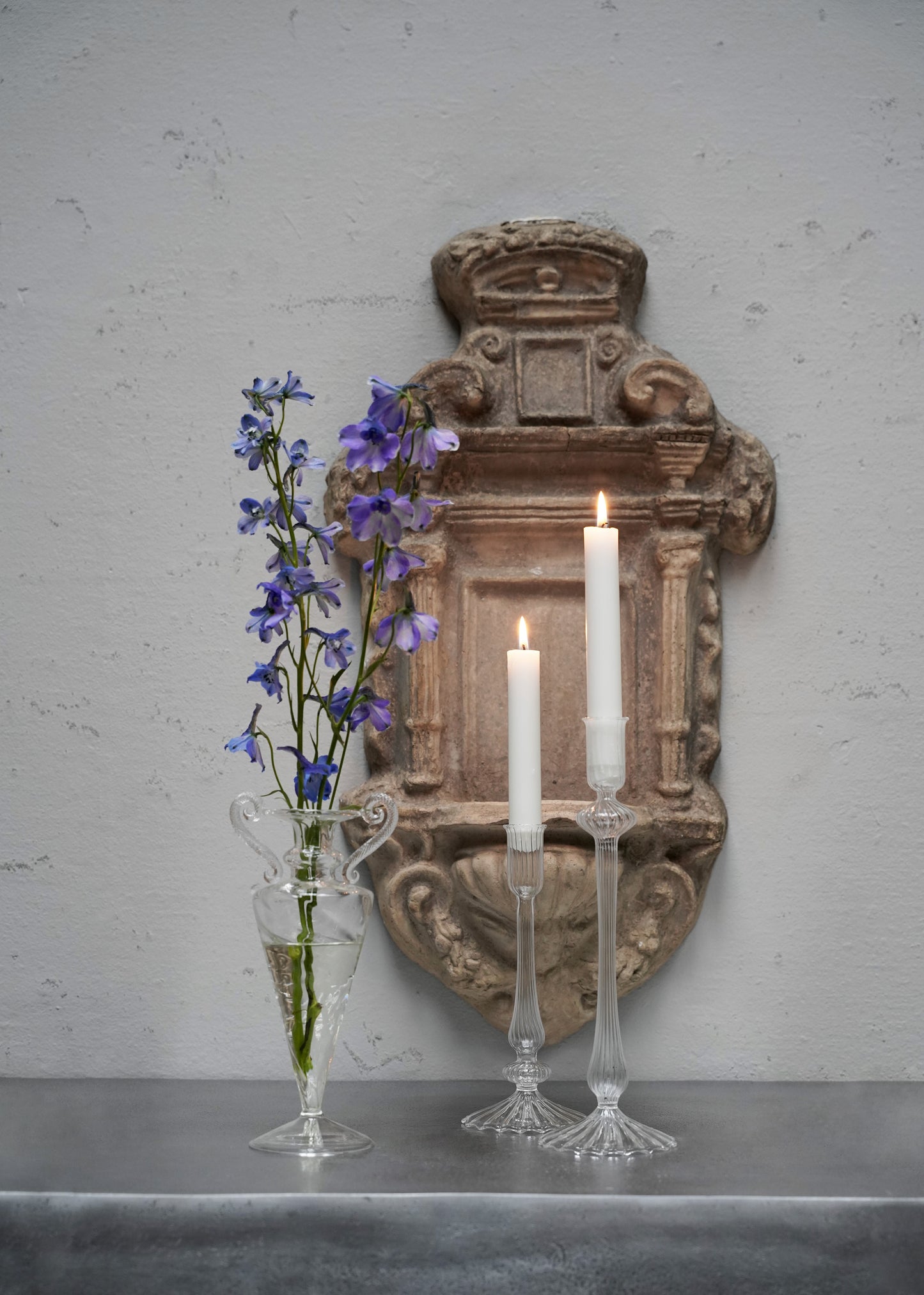 Mouth blown glass vase with handles - Tall