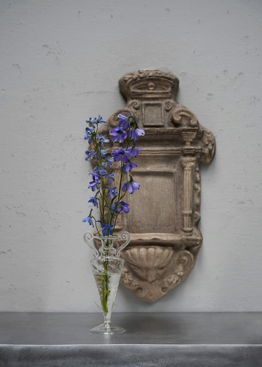 Mouth blown glass vase with handles - Tall