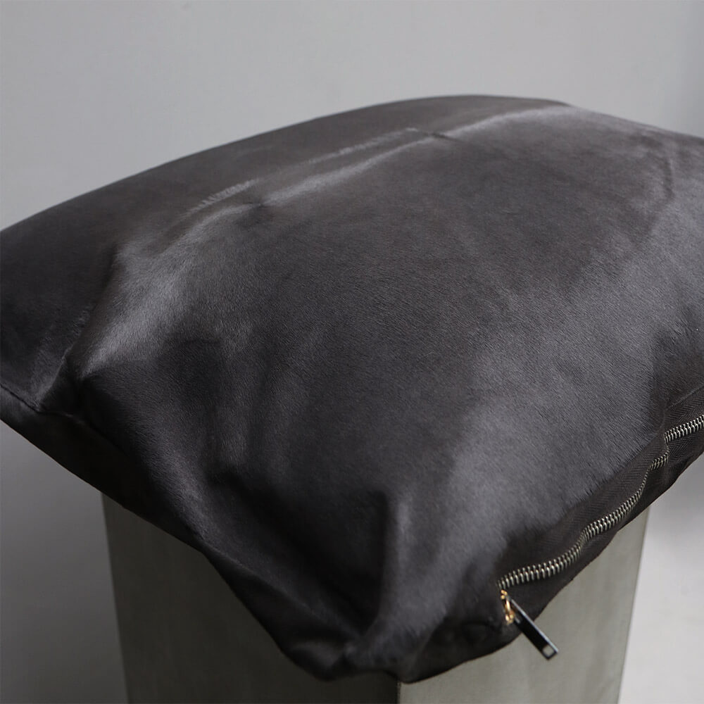 ANTHRACITE COW-SKIN CUSHION – LARGE