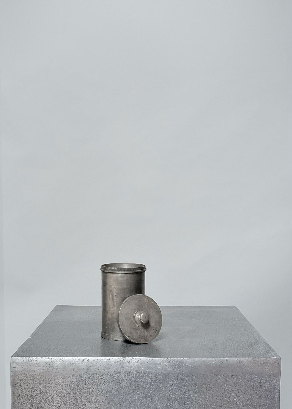 Old Silver Storage Jar with Lid