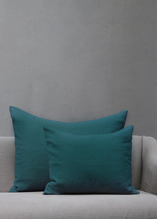 Linen Cushion Cover Large - Petroleum