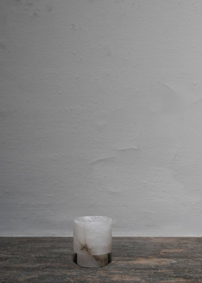 "Tea light Small in white alabaster #1" by Michaël Verheyden