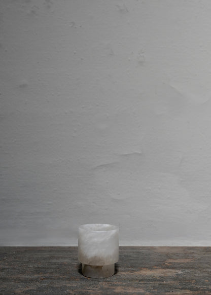 "Tea light Small in white alabaster #1" by Michaël Verheyden