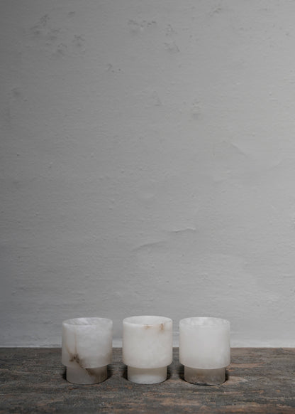 "Tea light Small in white alabaster #1" by Michaël Verheyden