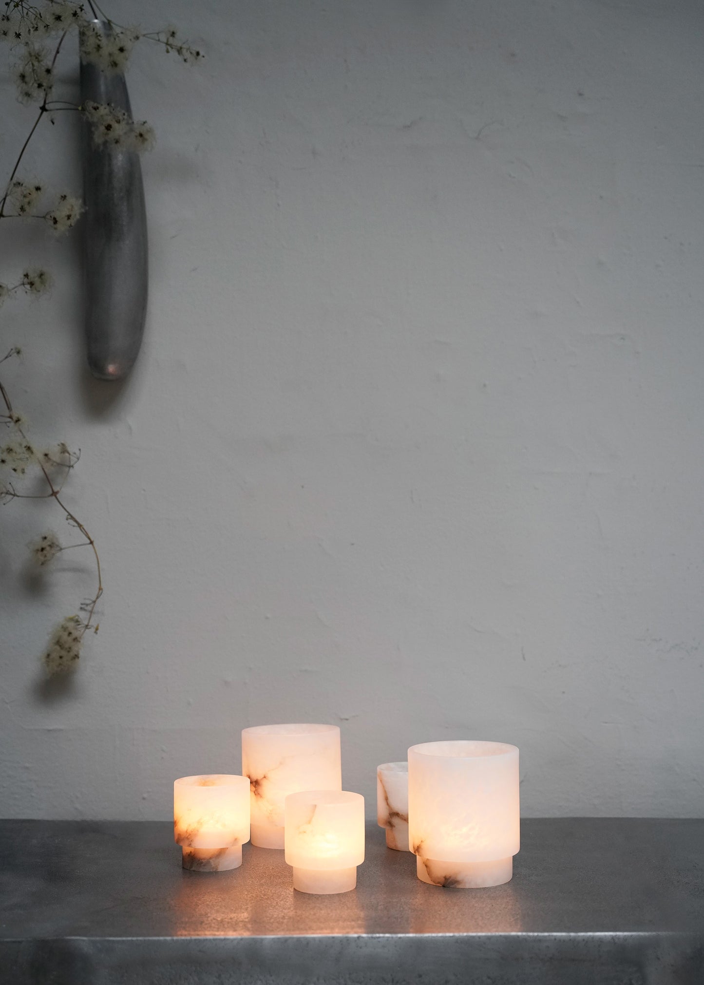 "Tea light Large in white alabaster" by Michaël Verheyden