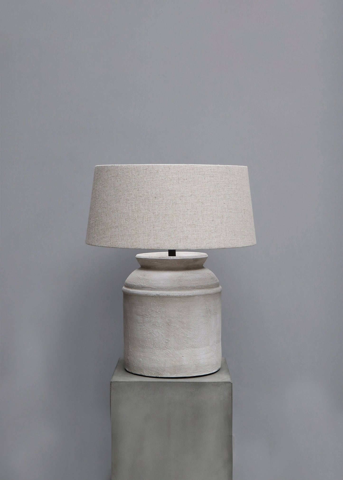 Beige Cylindrical Terracotta Lamp