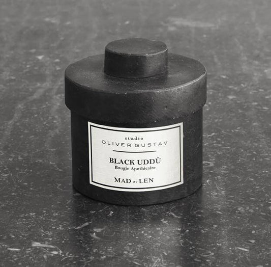 scented candle in iron jar black uddu by mad et len