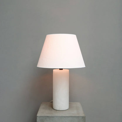 Alabaster Lamp with linen lampshade by the award-winning designer Michael Verheyden