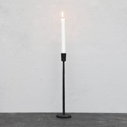 Blackened iron candle stick in small, medium and large