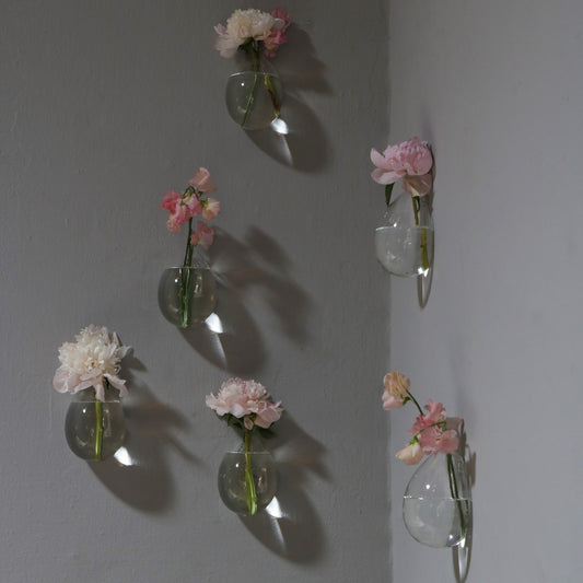 Wall hung glass vase
